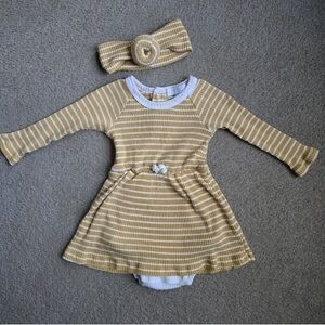 Rachel Zoe Gold and White Striped Bodysuit with Headband